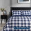Plaid Comforter Set King 3-Piece Blue White Down 2