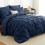 Σετ παπλωμάτων Queen Navy Blue Pintuck 7 τεμαχίων 4