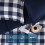 Plaid Comforter Set King 3-Piece Blue White Down 6