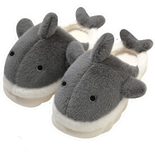 Pantoufles douces en peluche requin-baleine, semelles compensées de 4 cm, pour femmes et hommes, pantoufles d'intérieur assorties pour couples,