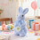 Easter Rabbit Ornament Flocked Soft Texture 7.9 inch Blue 2
