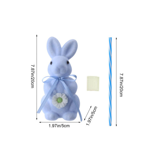 Flocked Bunny Ornament Blue Easter Tree Decor 2