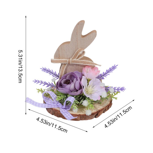Enfeite de Páscoa de madeira roxa – Coelho, Ovo e Flor 2