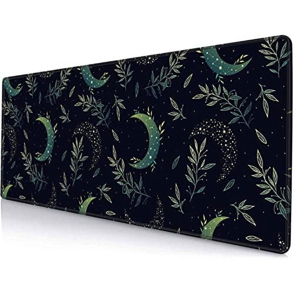 Xxl Gaming Mouse Pad 31.5X11.8", Non-Slip Rubber Base, Stitched Edge, Boho Magic Moon – Compatible With All Mice Black 9353595326330