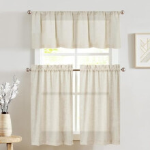 Beige Linen Tier Curtains 50x36 in – Farmhouse Style