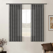 Perdele din in cu pliuri gri cărbune, 40x102in, 2 panouri
