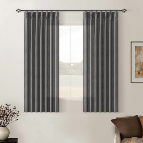 Kullgrå plisserte lingardiner 40 x 102 tommer 2 paneler