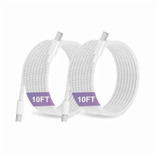 ZCCharger3 meter flätad USB-C till C-kabel (2-pack), 60 W snabbladdning för kompatibel med iPad 10:e generationen, iPhone 16/15, iPad Pro/Air,