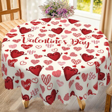 Rund dug til Valentinsdag, 70 tommer, polyester med hjerteprint