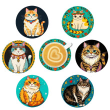 Coasters Adhmaid Nádúrtha do Chait (6 phíosa), Neamhshleamhain & Teasdhíonach, Oireann don Chuid is Mó de Mhugaí/Cupáin, Bronntanas Foirfe do