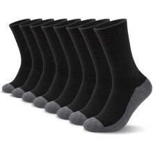 8 Pairs Mens Cushioned Crew Socks, Moisture Wicking Athletic Work Socks