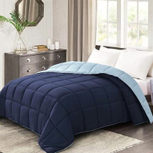 Wkład do kołdry Twin Comforter – alternatywa dla puchu w kolorze niebieskim, lekki, całoroczny, dwustronny, granatowy/jasnoniebieski