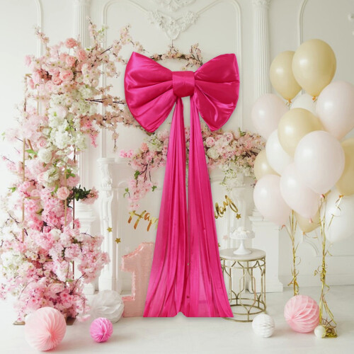 Oversized Hanging Bow Decor – Purple Nylon Spandex, 1