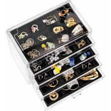 Caja de joyería acrílica con 5 cajones de terciopelo.