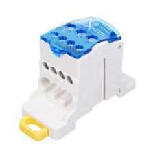 Bloco de terminais de parafuso de 6 posições com tampa, compatível com trilho DIN, caixa de junção/ramificação, conector divisor de fios UKK80A