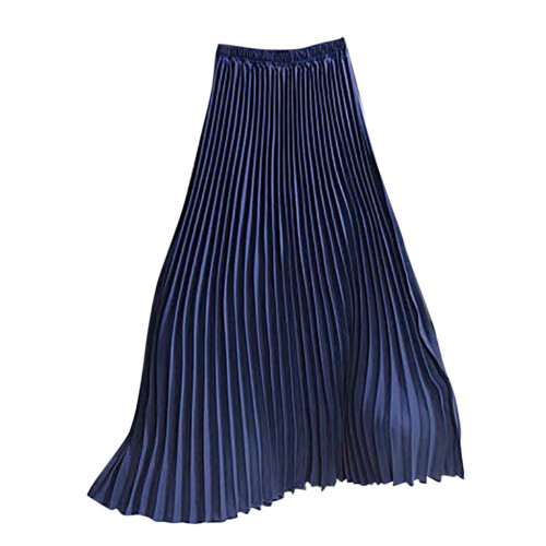 Eleganter, einfarbiger, plissierter Midirock mit elastischem Bund für Damen 2