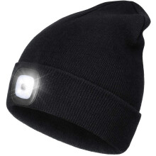 LED-muts met licht, unisex, USB oplaadbaar, handsfree, 4LED-hoofdlamp, gebreide wintermuts met nachtverlichting, zaklamp voor mannen en vrouwen,