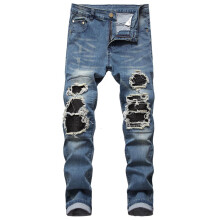 Gallickan Mens Ripped Jeans Blue Black Ripped Distressed Jeans for Men Slim Fit, Mens Fashion Design Streetwear Destroyed Jeans Pants Stretch Fit