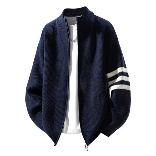 Pull de Noël pour homme, cardigan rayé décontracté en maille