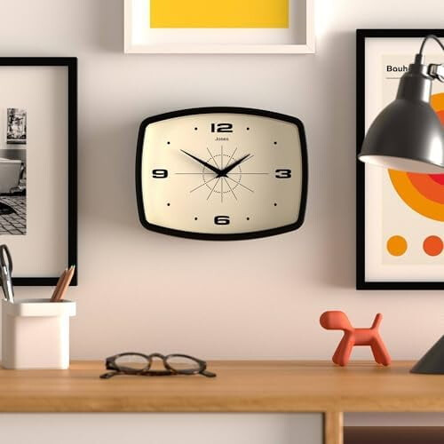 Relógio de parede retangular retrô preto de 25 cm (10 polegadas) para cinema 2