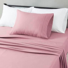 Ensemble de draps en microfibre rose pour lit simple, 3 pièces