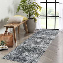 Tapis de couloir bohème à motifs floraux lavable 60 x 180 cm