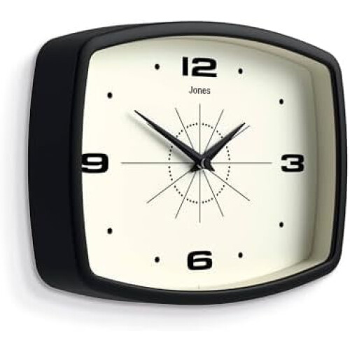 Relógio de parede retangular retrô preto de 25 cm (10 polegadas) para cinema 1