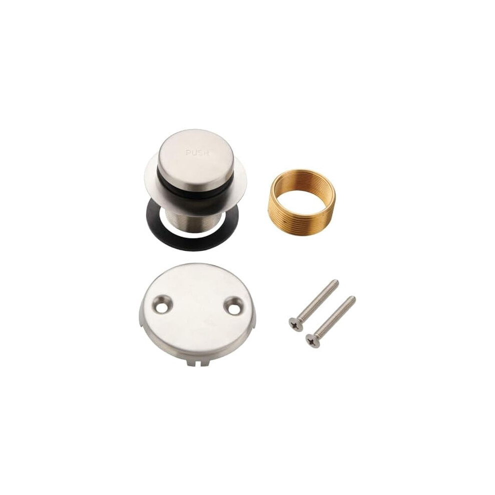 Tip Toe Bathtub Tub Drain Conversion Kit Assembly, Tub Drain Trim Kit With Two Hole Overflow Faceplate, Brushed Nickel 9313598892935