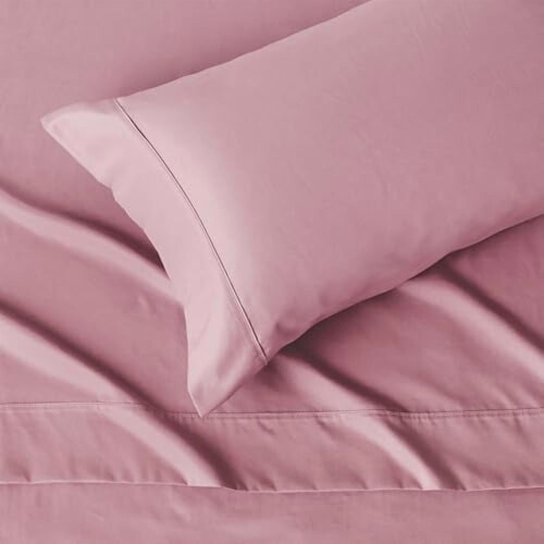Ensemble de draps en microfibre rose pour lit simple, 3 pièces 2