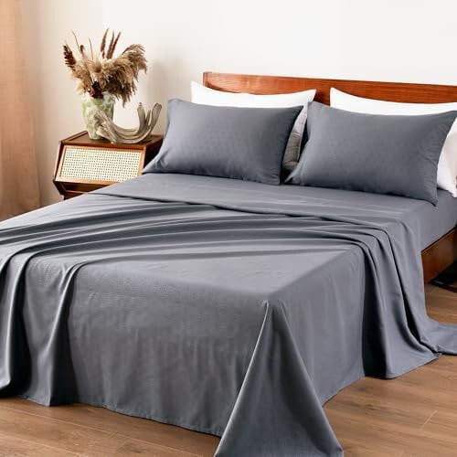 Ensemble de draps pour lit Queen, 4 pièces, en microfibre gaufrée 1