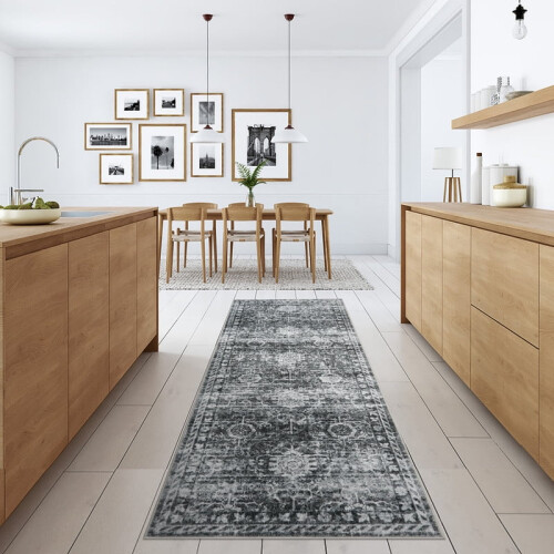 Πλενόμενο χαλί Boho με λουλούδια 2' x 6' 2