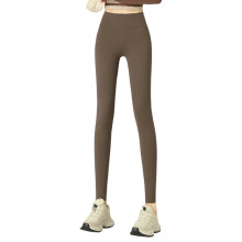 Leggings voor dames met hoge taille, fleece, dikke winterlegging, workout, hardlopen, zachte, elastische yogabroek, plus size, koffiekleur.