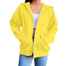 Damen-Sweatshirt mit Reißverschluss, Kapuze, langärmlig, Oversize-Schnitt, Fleecejacke mit Taschen, Größen S-3XL