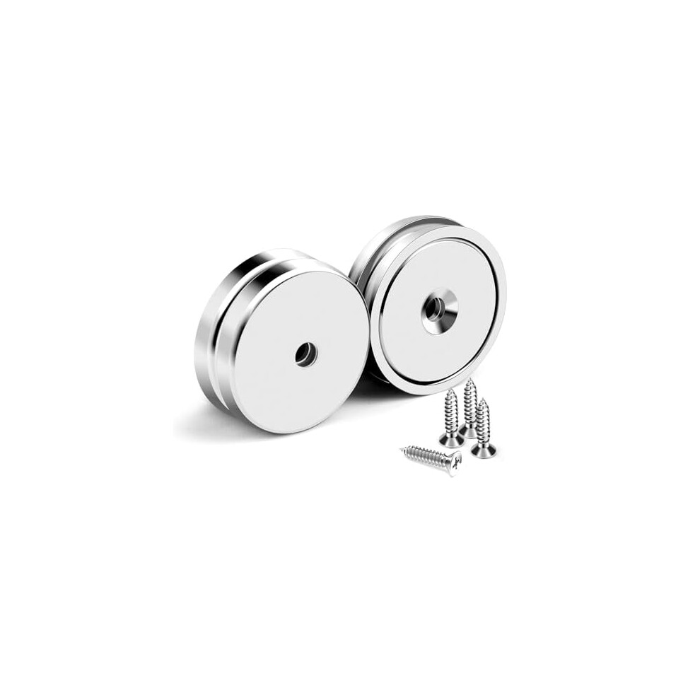 Neodymium Round Base Cup Magnet, 1.26", Pack Of 4, With Countersunk Hole & Stainless Screws Â Compatible With Refrigerator, Office, Etc. 9496895929204