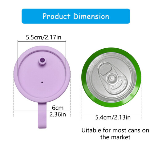 Silicone Can Cover with Straw – Leakproof, Dustproof, 6cm 2