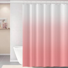 Set perdea de duș roz ombre cu cârlige, 183x218 cm, modern în degrade alb și roz, perdea de baie boho impermeabilă - compatibilă cu dușurile