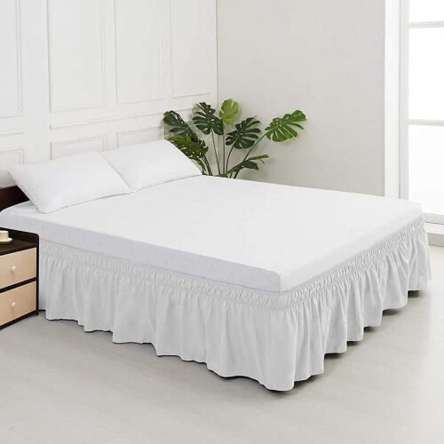 Rundum-Bettrock, weiß, Einzel-/Doppelbett, 45,7 cm Fallhöhe 1