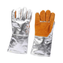 Heat Protective Gloves Work Gloves Heat Insulation Comfortable Lightweight Flame Retardant High Temperature Aluminized Gloves Orange