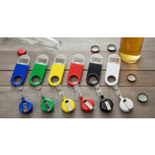 Abrebotellas plano retráctil con clip para cinturón para camareros y bartenders (paquete de 6 unidades en varios colores)