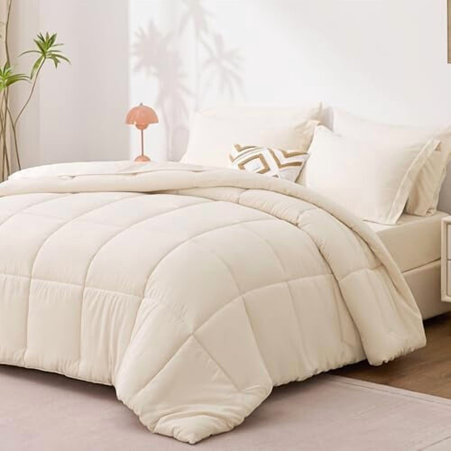 Beige Comforter Set 7-Piece Full Size 1