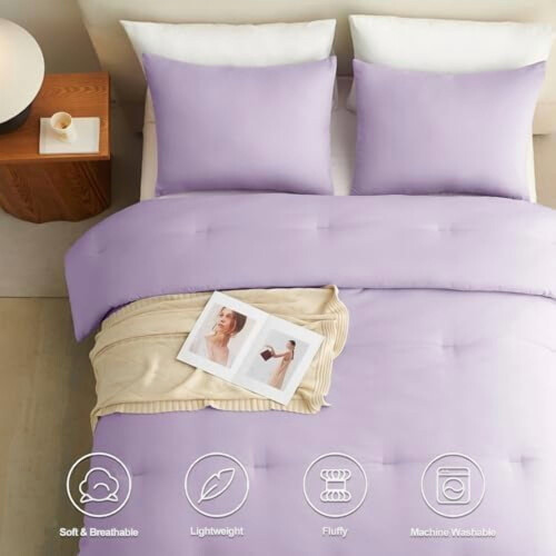 Lavender Queen Comforter Set Light Purple 3-Piece Boho 2