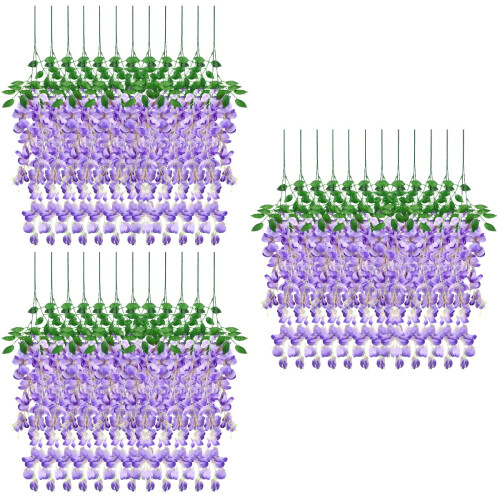 Guirlanda artificial de lavanda e glicínia (pacote com 3)