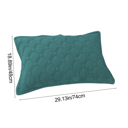 Green Cotton Quilted Pillowcase with Elastic Edge, Standard 2