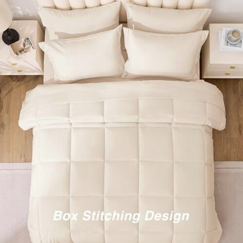 Ensemble de couette King beige 7 pièces pour toutes saisons 2