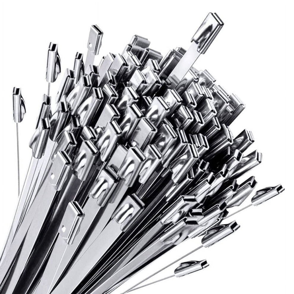 100Pcs Chain Link Fence Ties,Multi-Purpose Self-Locking Stainless Steel Zip Ties For Outdoor Garden Farm Pet Cages Fence 9496895931801