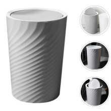 Poubelle cylindrique grise en plastique épais de 12 L (1 pièce) pour chambre, salle de bain ou bureau