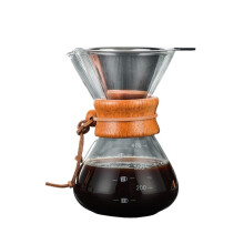 Pour Over Coffee Maker Set with Reusable Stainless Steel Filter and Glass Pot for Manual Brewing
