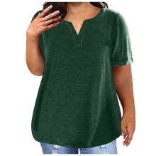 Camisetas de mujer de tallas grandes, cuello en V, manga corta, ideales para el verano, XXXL