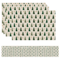 5-Piece Christmas Placemats and Table Runner Set - Festive Dining Decor with Holiday Patterns for Holiday Meals, Easy to Clean Polyester Material