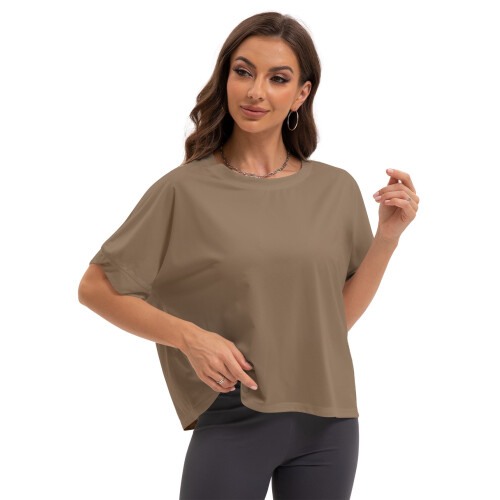Γυναικεία T-shirts με χαλαρή γραμμή, κοντομάνικη μπλούζα με λαιμόκοψη και 2